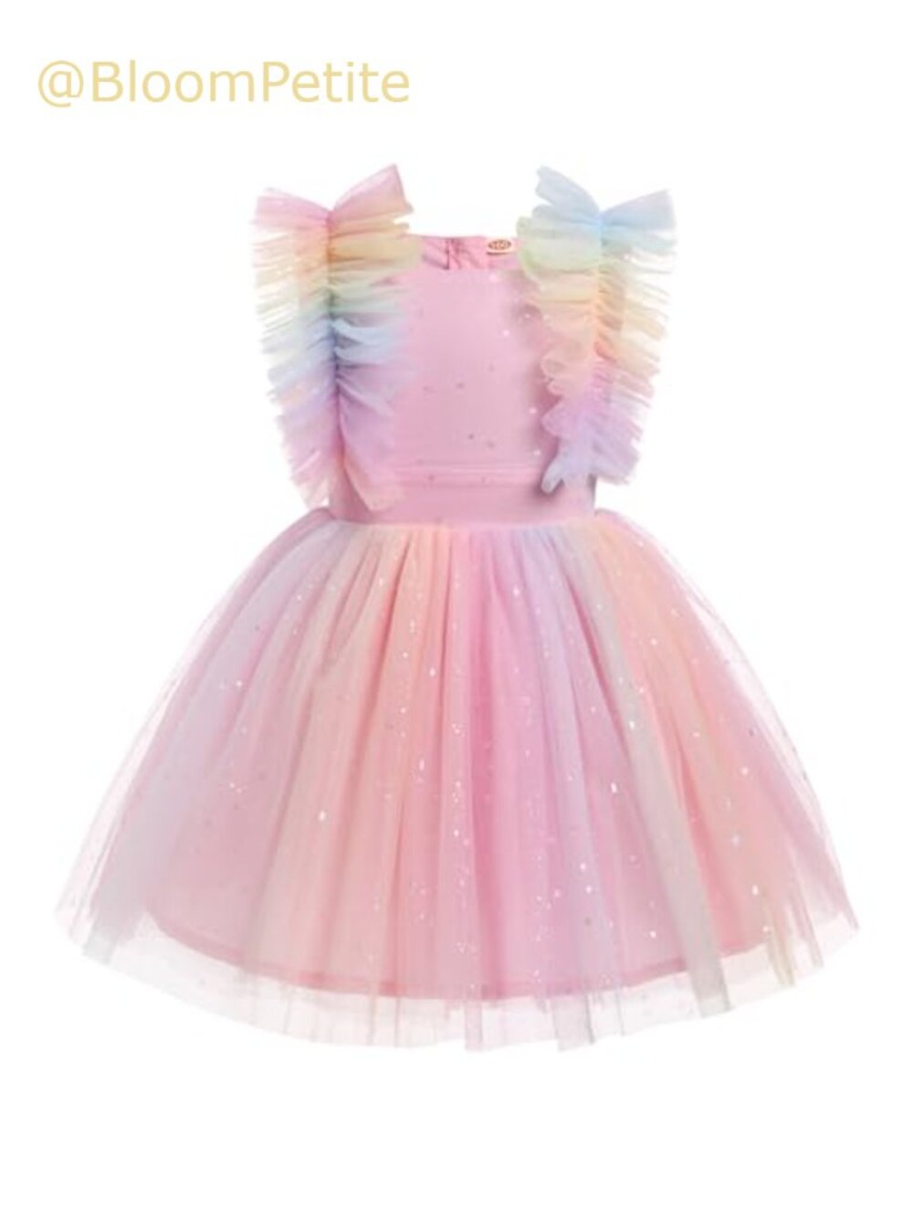 Girls Confetti Birthday Princess Dress Ruffle Sleeve Boho Cake Smash Outfit